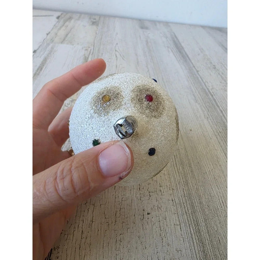 vintage West Germany gem Mica white Glass Mercury ornament